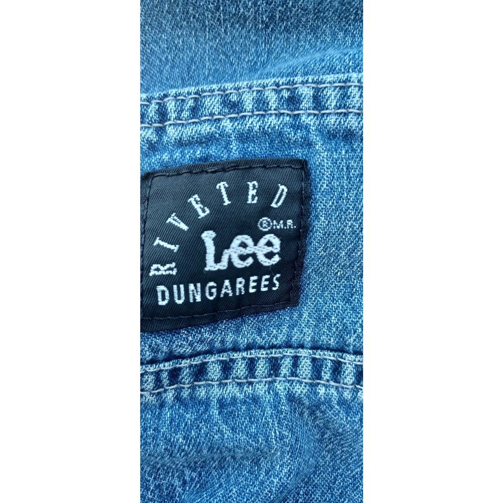 Vintage Lee Riveted Dungarees Carpenter Jeans Raw Hem High Rise Petite 5 Y2K - Picture 6 of 8